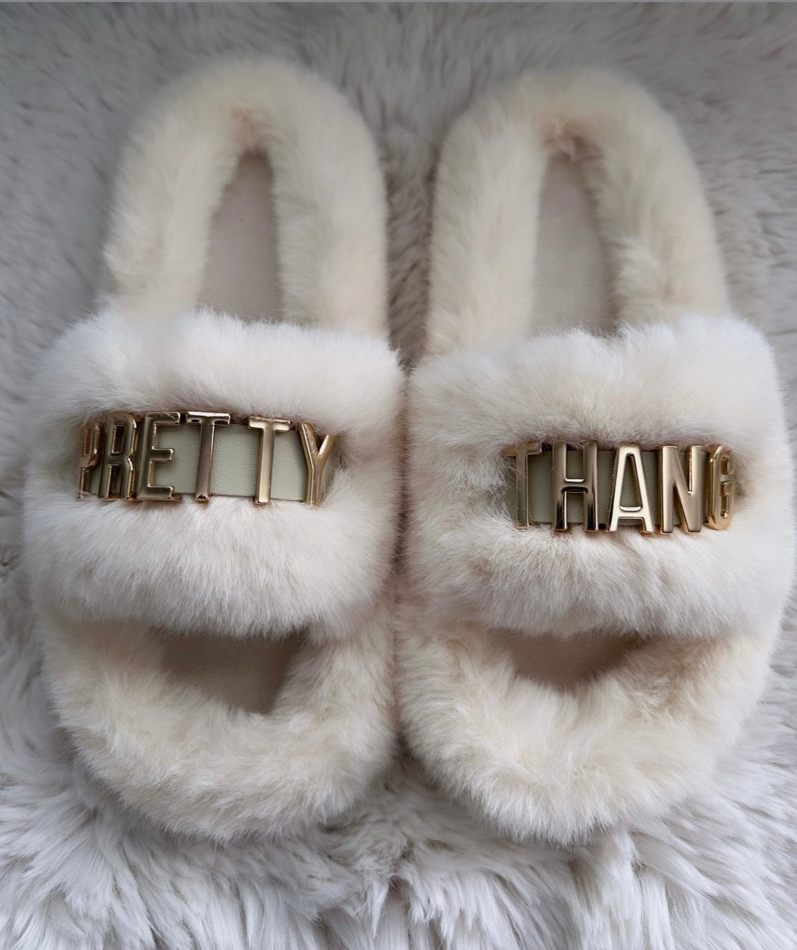 Pretty Thang Fur Sandals - Cream